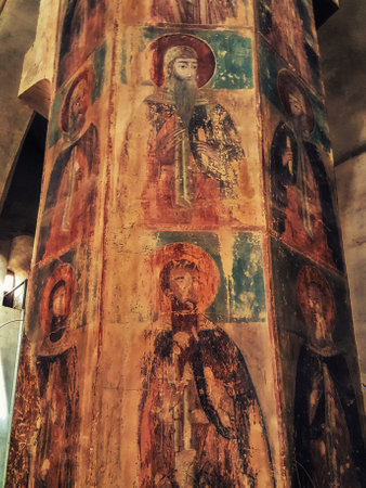 Ananuri, Georgia  - April 15, 2017 :  Interior of the fortress and church Ananuri, standing on the shore of the reservoir Zhinvali. Georgiaのeditorial素材