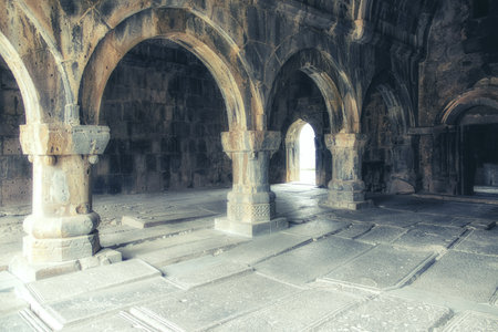 Sanahin, Armenia, April 11, 2017:  Interior of the Sanahin Monastery, Armeniaのeditorial素材