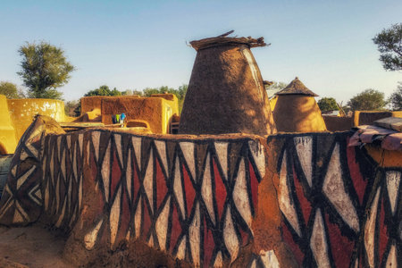 Typical Gourounsi Village Dwellings, Sirigu, Ghanaのeditorial素材