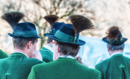 Bad Ischl, Austria  31 December 2017: Traditional clothing of the shooters from the Association of...