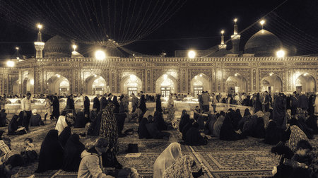 Mashhad, Iran - October 04, 2015: Interior of Haram complex, Imam Reza Shrine, the largest mosque in the world by dimension in the holiest city in Iran - Mashhad.のeditorial素材