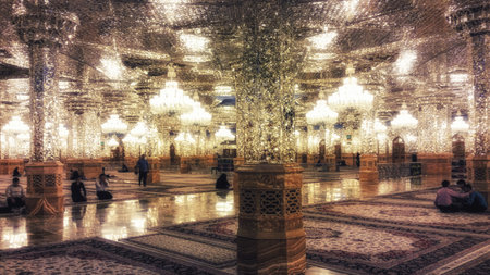 Mashhad, Iran - October 04, 2015: Interior of Haram complex, Imam Reza Shrine, the largest mosque in the world by dimension in the holiest city in Iran - Mashhad.のeditorial素材