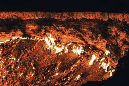 Derweze or Darvaza, aka the Door to Hell is a huge crater of burning natural gas in the Kara-kum...