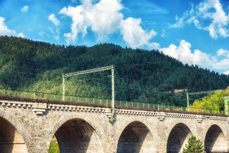 Arched railroad train overpass .の写真素材