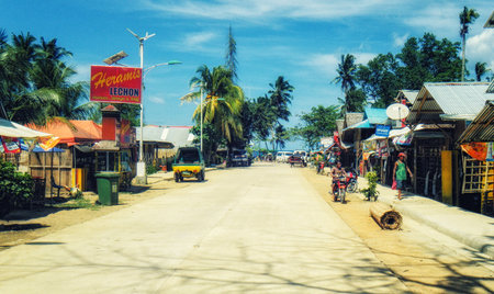 Dumangas, Iloilo Philippines - 26 February 2014: Street Scene at Dumangas, Iloilo, Philippines.のeditorial素材