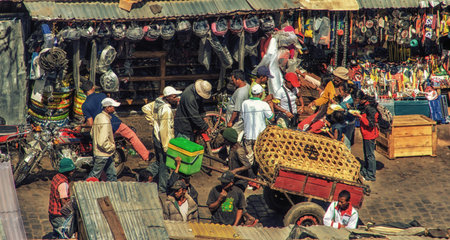 Nosy Be, Madagascar - 05 November 2014: Market Street in Nosy Be, Madagascarのeditorial素材