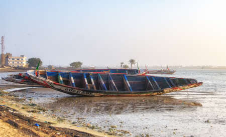 Fishing boats stranded on the beach. Dakar, Senegal.