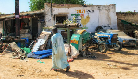 Dakar, Senegal - 15 February 2013: People in a district in the suburbs of the city of Dakar in Senegalのeditorial素材