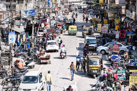 Amiritsar Punjab, India - 12 March 2019: Street Market of Amritsar. Amritsar is a city in northwestern India located in the state of Punjab.のeditorial素材