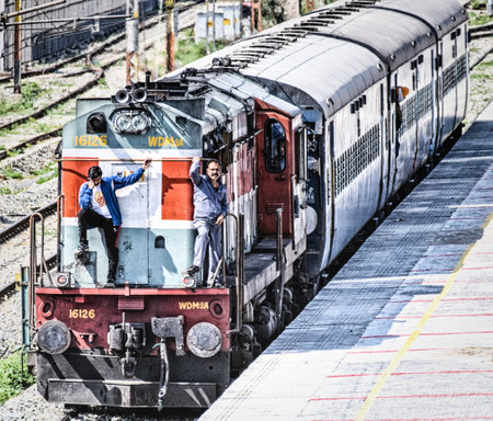 Amiritsar , India - 12 March 2019: Train of the great Indian railway transport system on the station...