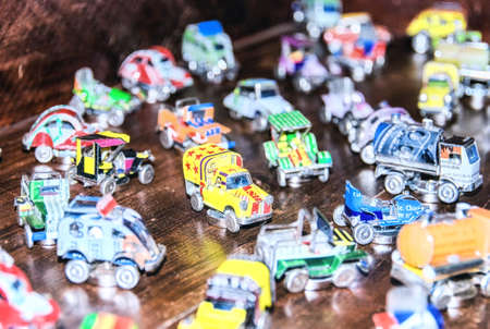 Toy cars made with metal food box and sold on the National 7 road, Madagascar, Africa
