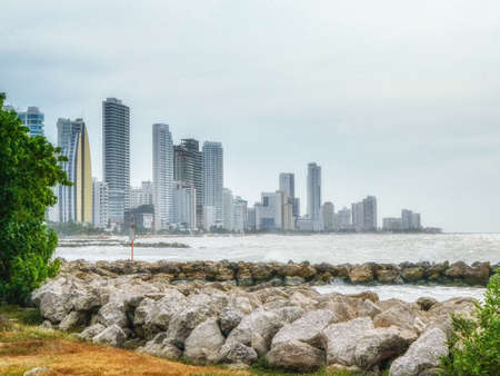 View over the Caribbean city of Cartagena de Indias, Colombia.の写真素材