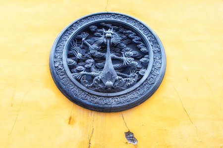 Stone Sculpture Outside Jade Buddha Temple Jufo Si Shanghai China Most famous buddhist temple in Shanghai.の写真素材