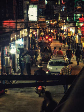 Street scene at night, Thamel, kathmandu, Nepal