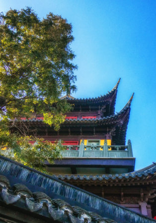 Zhujiajiao, China - November 15 2019: Temple in Zhujiajiao Shanghai Chinaのeditorial素材