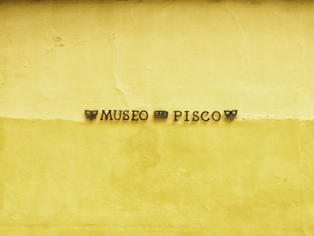 Yellow wall of the Pisco Museum, Lima, Peruのeditorial素材