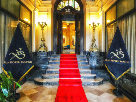 Lima, Peru - 28 january 2020: The Gran Hotel BolÃ­var, is a historic hotel located on Plaza San MartÃ­n in Lima, Peru.のeditorial素材