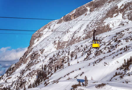 View of cable railway. Krippenstein mount, Dachstein, Obertraun, Austria.の写真素材