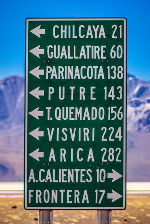 Weathered Traffic Sign, Atacama desert Chile.の写真素材