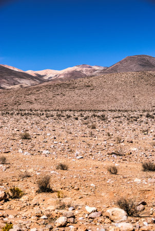 The Atacama Desert is a desert plateau in South America covering a 1,600 km strip of land on the Pacific coast, west of the Andes Mountains. The Atacama Desert is the driest nonpolar desert in the worldの写真素材