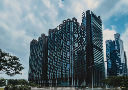 singapore, Singapore - August  05, 2018: Citybank in Marina Bay Financial Centre Office Tower standing at Marina Bay Sandsのeditorial素材