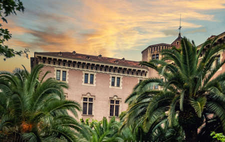 Architecture in Gothic quarter in Barcelona, Spainの写真素材