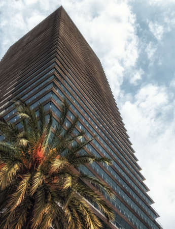 High modern Office building with specific architecture in Barcelona, Spain
