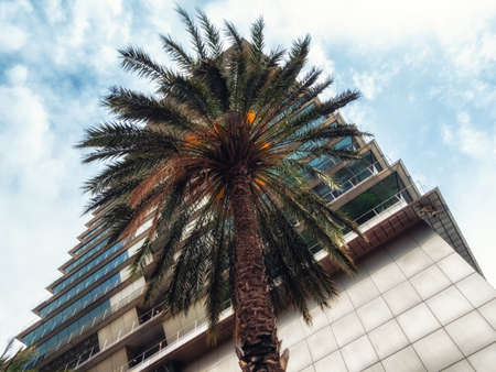 High modern Office building with specific architecture in Barcelona, Spain