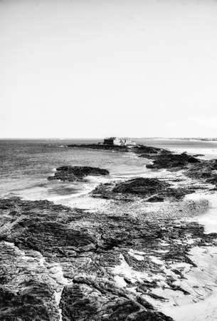 Black and white view of Saint Malo landscape, Brittany - France.