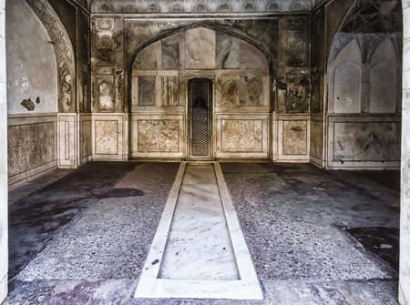 Beautiful ornated Interior of Red Fort, Agra, Uttar Pradesh, India.の写真素材