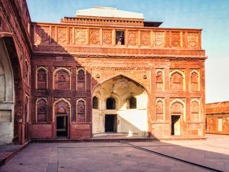 building fragment with door in red fort Agra Indiaの写真素材