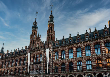 The Former Amsterdam Main Post Office, currently a shopping mall known as Magna Plaza, is a monumental building located in Amsterdam city centerの写真素材