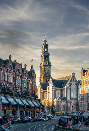 Amsterdam, The Netherlands - 21 December 2021:  Westerkerk (Western Church) is a Reformed church within Dutch Protestant church in central Amsterdam, Netherlands.のeditorial素材