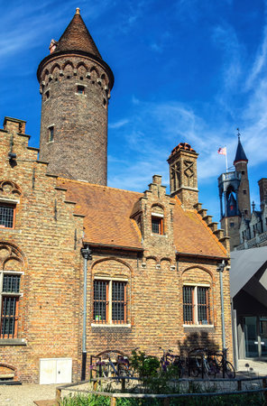 An old tower covered with ivy (Brugge, Belgium)のeditorial素材