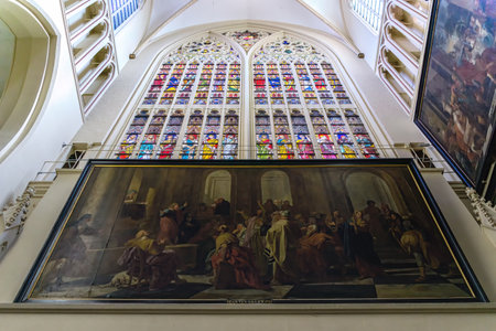 The interior of St. Salvator's Cathedral (Sint-Salvatorskathedraal) in Brugge.のeditorial素材