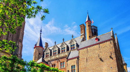 Afternoon view of the beautiful, medieval Church of Our Lady in Bruges, Belgiumのeditorial素材