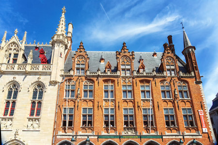 The building of Residence of the Government of Flanders and the Post Office on the Market Place (Market Square) in Brugesのeditorial素材
