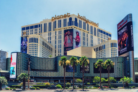 Las Vegas, Nevada, USA - August 01, 2022: Planet Hollywood Resort and Casino, Planet Hollywood has over 2,500 rooms available and it located on Las Vegas Boulevard.のeditorial素材