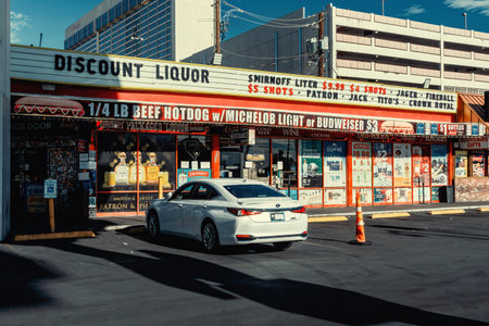 Las Vegas, Nevada, USA - August 01, 2022: Liquor store on Las Vegas Blvd. Las Vegas, Nevada, USAのeditorial素材