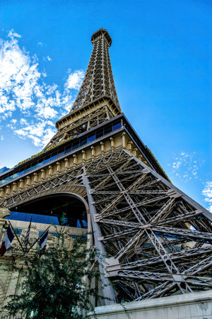 las Vegas, Nevada, USA - August 01, 2022: Replica of Eiffel Tower at the Paris Hotel.のeditorial素材