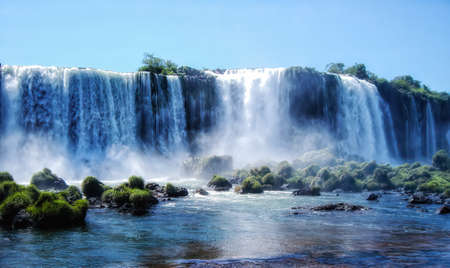 View of IguazÃº Falls, Cataratas do IguaÃ§u, from the Brazilian side, ParanÃ¡, Brazil.の写真素材