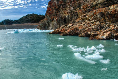 glaciers and floating Ice in patagonia, Argentinaの写真素材