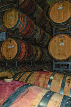Winery Oak Barrells in Santiago de Chileの写真素材