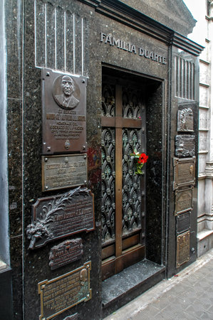 Buenos Aires, Argentina - 20 February 2008: Tomb of Duarte Family & Eva Peron in Recoleta Cemetaryのeditorial素材