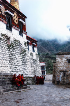 Sera Monastery, Wangbur Mountain, Lhasa Prefecture, Tibet, Chinaの写真素材