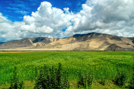 The landscape of Tibetan Plateau in Tibet, Chinaの写真素材