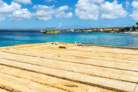 Wooden pier in Kralendijk, Bonaire, Caribbean Netherlands..の写真素材