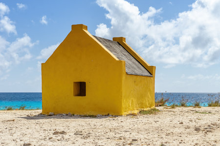 Abandoned, former slave houses on the island of Bonaire, Netherlands Antilles.の写真素材
