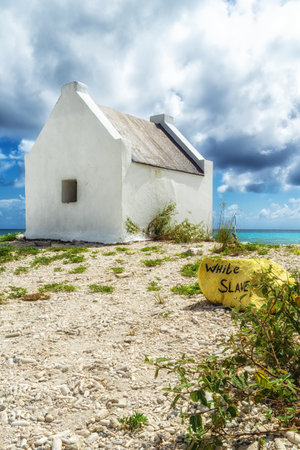 White slave house with sea view Bonaireの写真素材