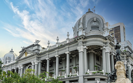 Guayaquil, Ecuador - September 26, 2022: Guayaquil Municipal Palace. The Municipal Palace is an architectural treasure whose modern renaissance style is a mixture of the Doric and Gothic art.のeditorial素材